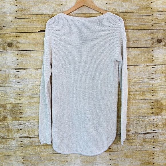 A.n.a Sweater V Neck Off White Gold Shimmer Medium - Picture 2 of 7